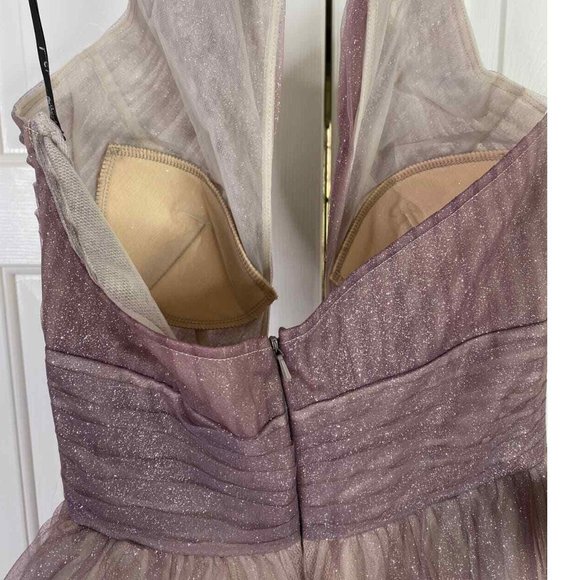 NWT MAC DUGGAL GLITTER HALTER NECK LONG GOWN PURPLE OMBRE 20376 $398‎ - Picture 5 of 8